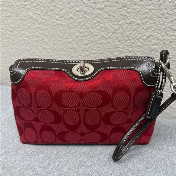 Coach Handbags - Coach Red Jacquard Legacy Turn-lock Wristlet- Signature Collection- NWOT
